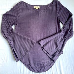 Cloth & Stone purple striped bell sleeve blouse